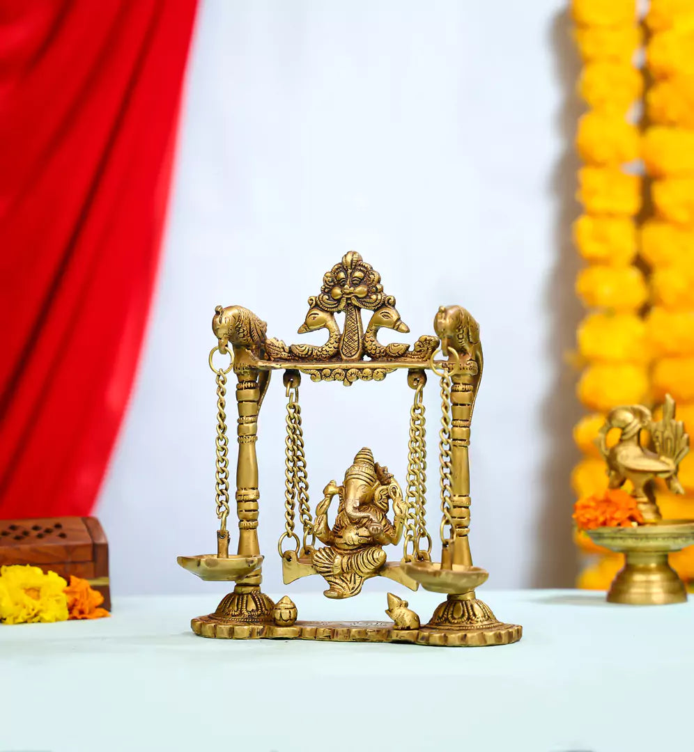 Brass Lord Ganesh On A Swing