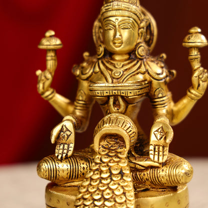 8" Super fine Brass Goddess Laxmi Showering Wealth Idol