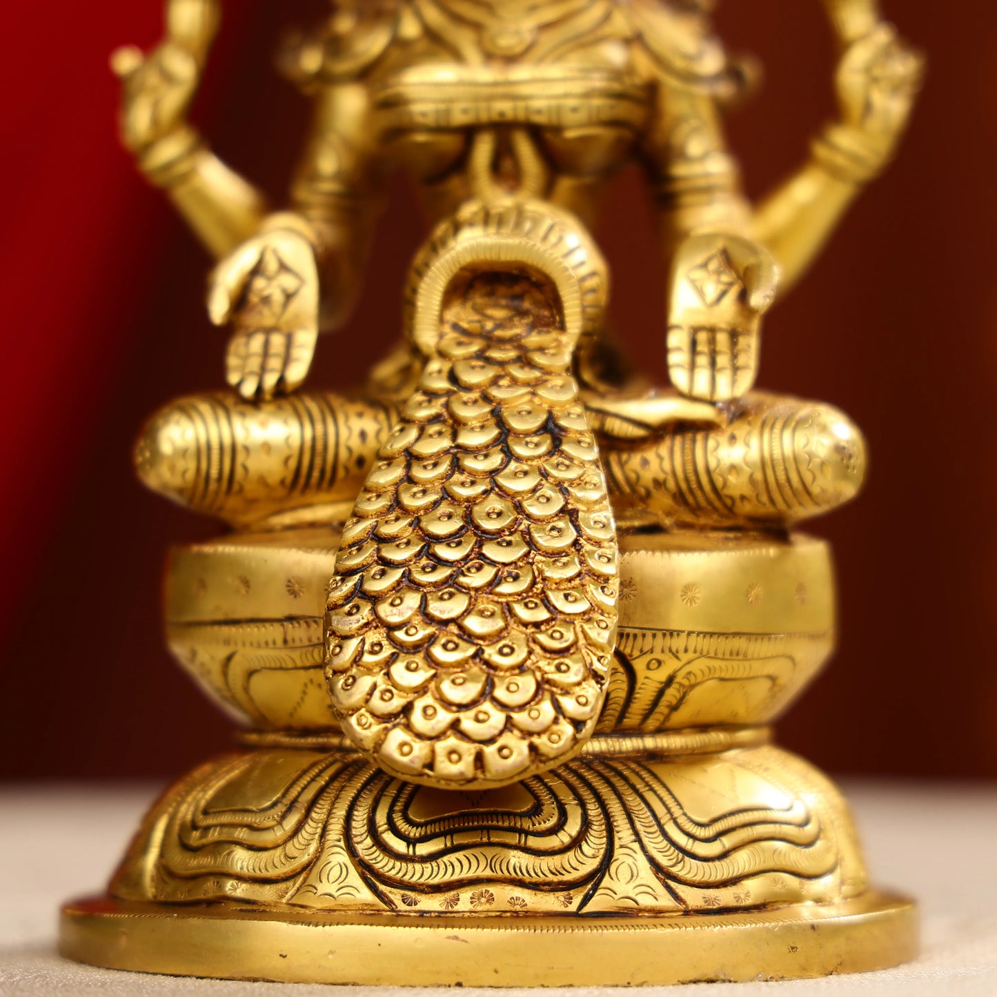 8" Super fine Brass Goddess Laxmi Showering Wealth Idol