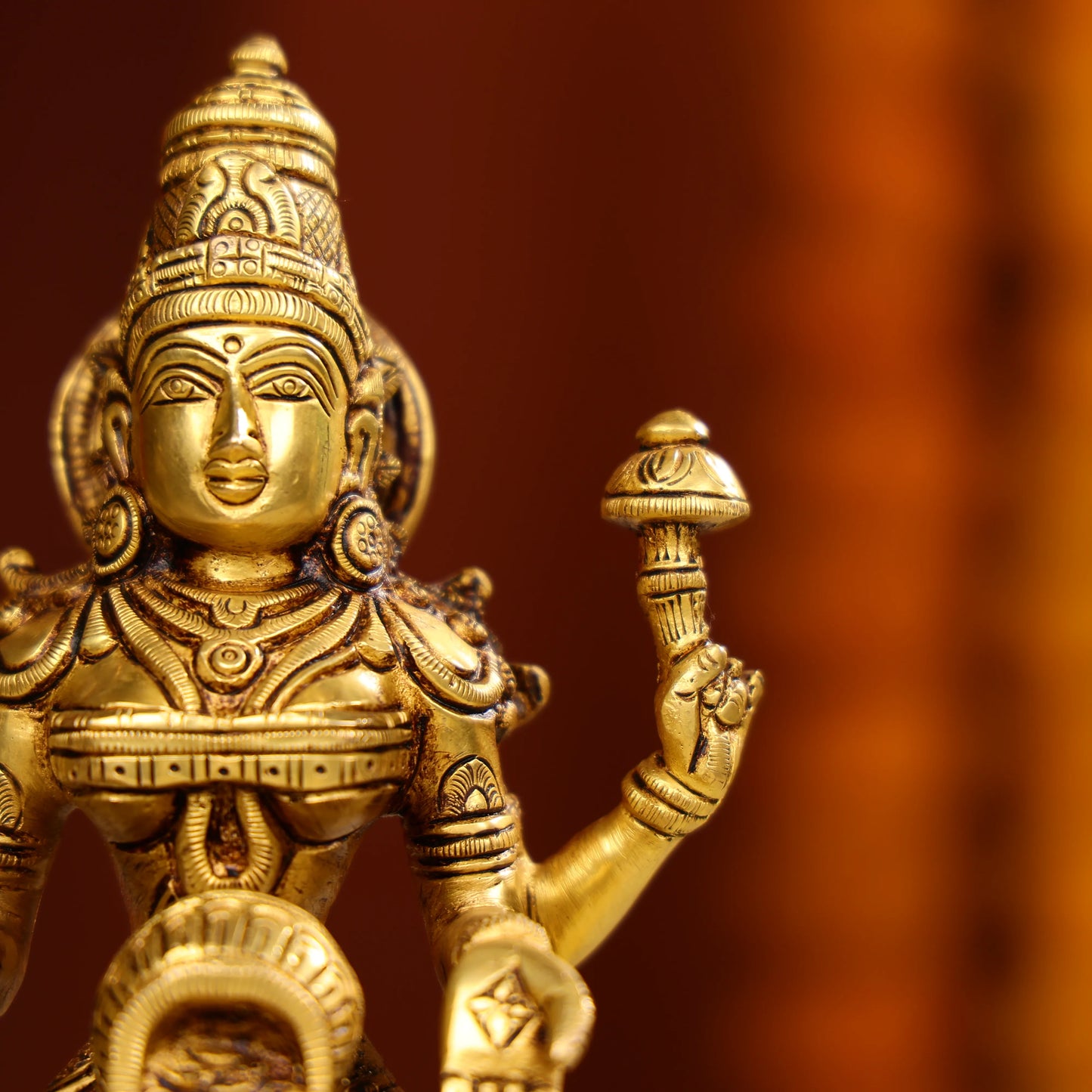 8" Super fine Brass Goddess Laxmi Showering Wealth Idol