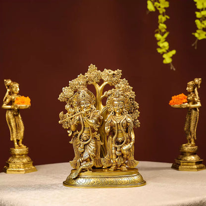 Standing Brass Idol Of Lord Krishna And Radha