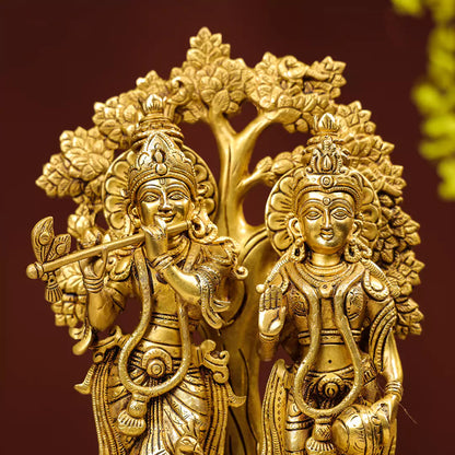 Standing Brass Idol Of Lord Krishna And Radha