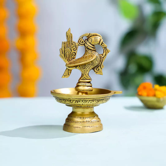 Brass Peacock Diya