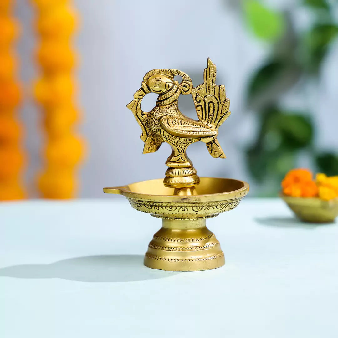 Brass Peacock Diya