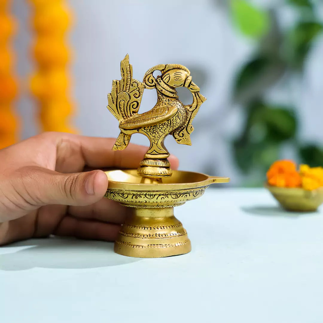 Brass Peacock Diya