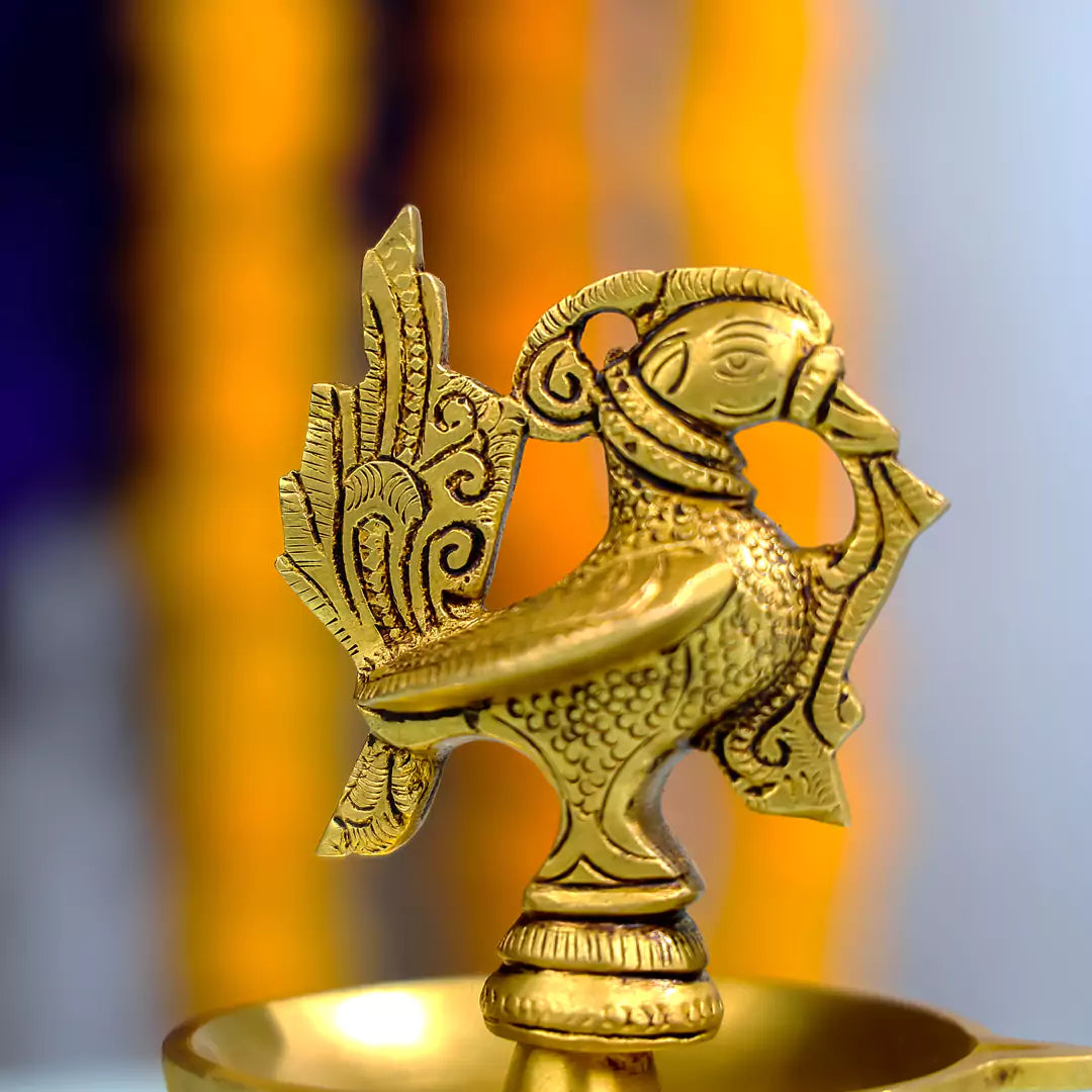 Brass Peacock Diya