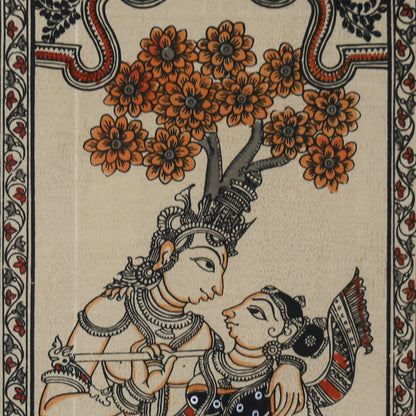 Beautiful Radha Krishna Hand-Painted Wall Art With Nature