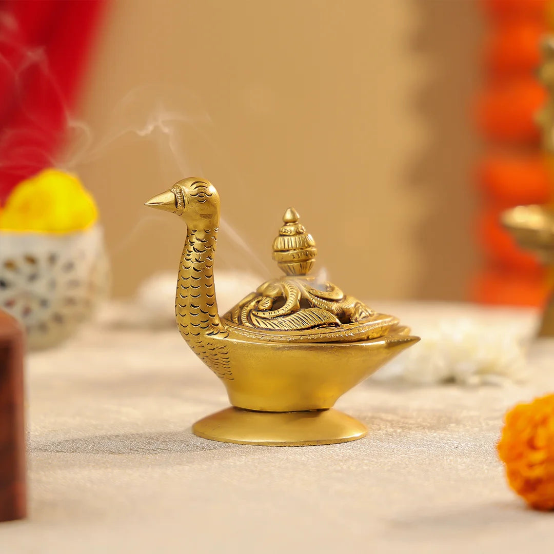 Brass Duck Shaped Designer Dhoop Dani