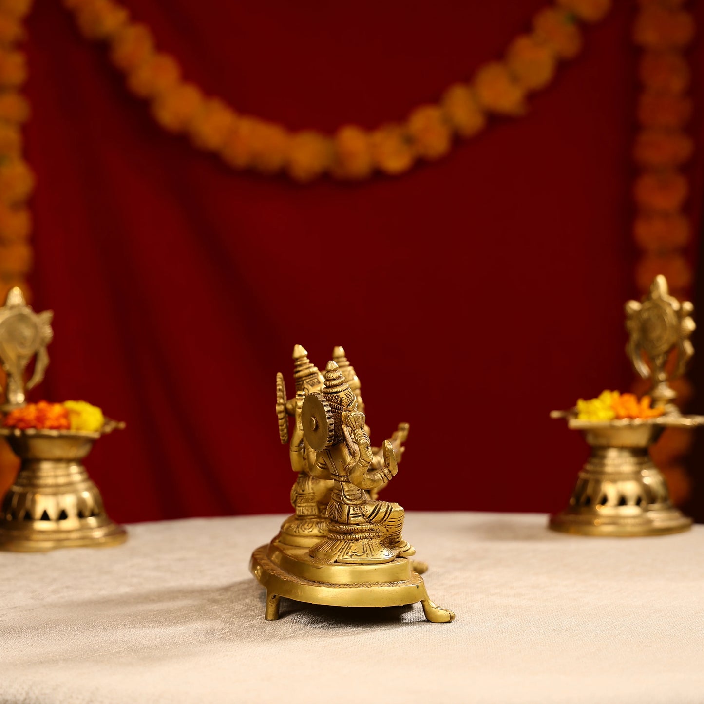 Brass Laxmi, Ganesha & Saraswati Idols Joint Set