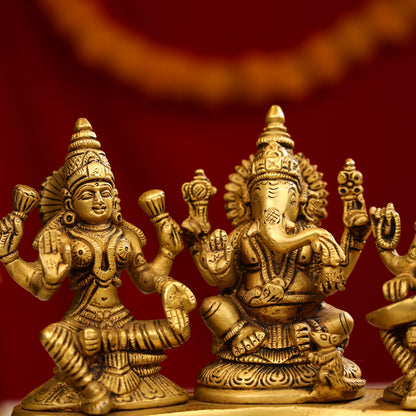 Brass Laxmi, Ganesha & Saraswati Idols Joint Set