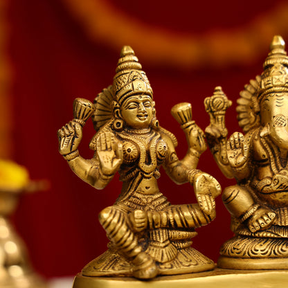 Brass Laxmi, Ganesha & Saraswati Idols Joint Set