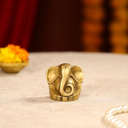 Brass Lord Ganesha Idol With Detailed Features