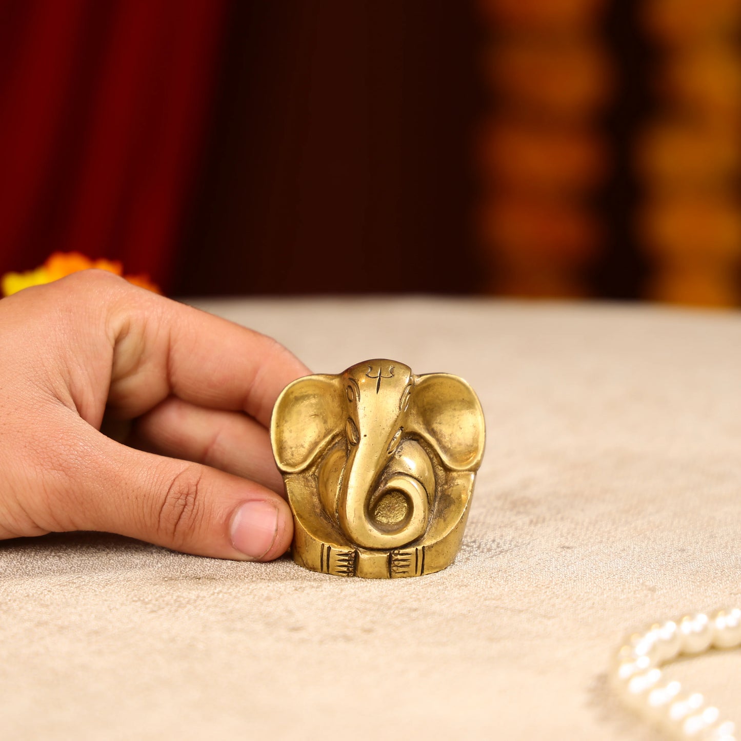 Brass Lord Ganesha Idol With Detailed Features