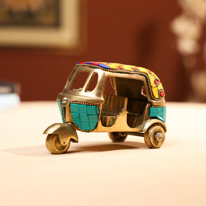Brass Auto Rickshaw with Stonework 1