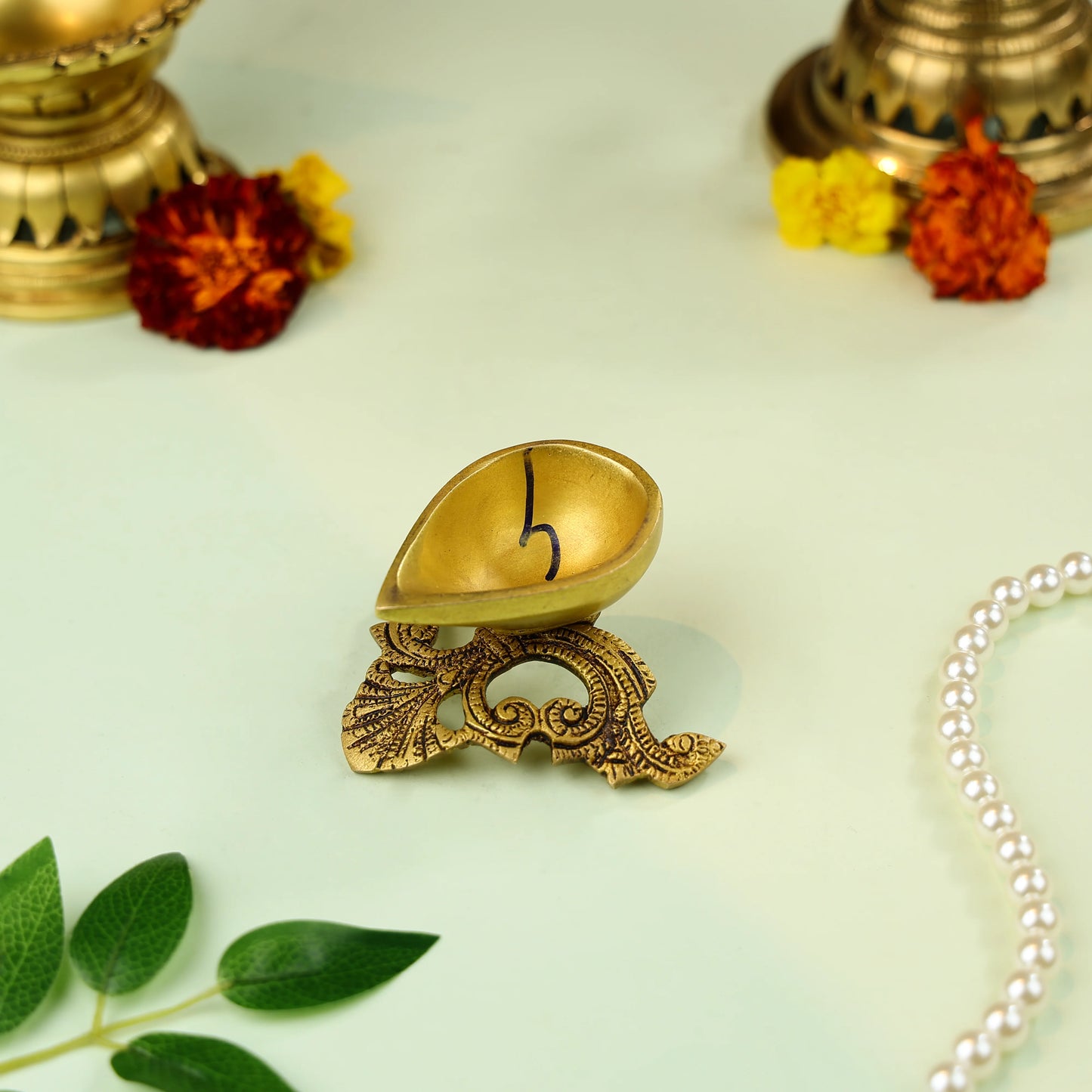 Brass Designer Base Diya 2