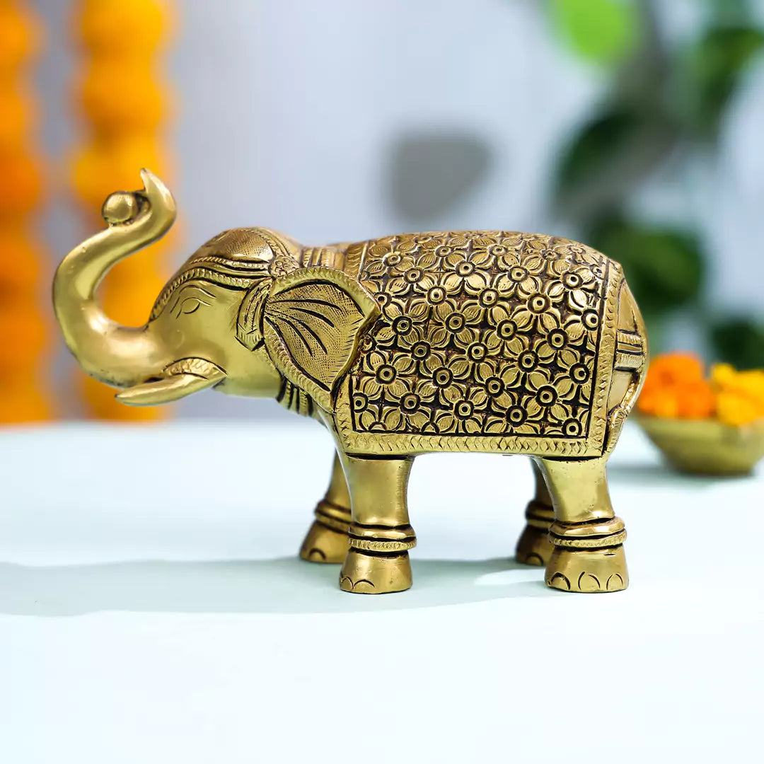 Brass Elephant Idol