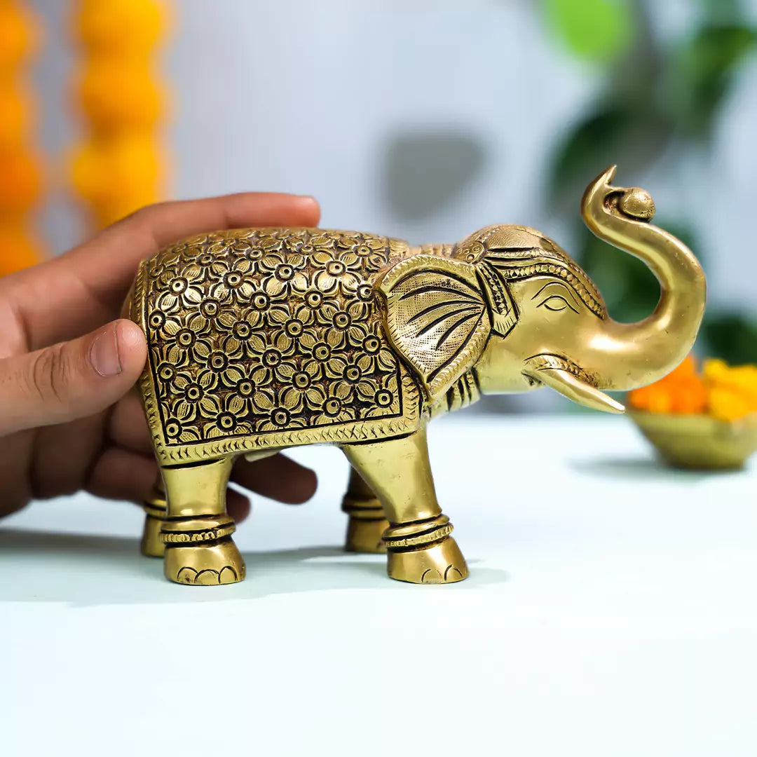 Brass Elephant Idol