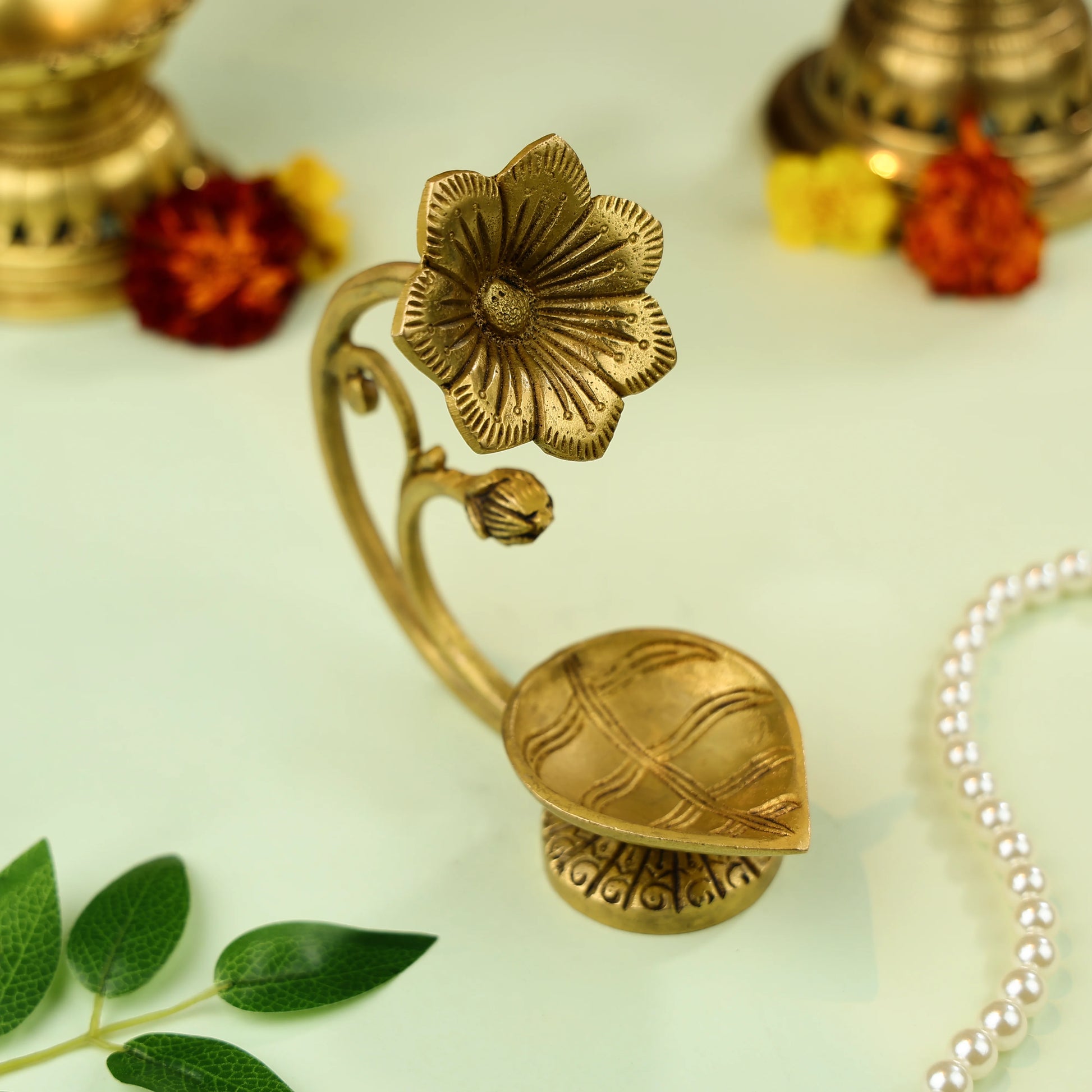 Brass Flower Diya 1