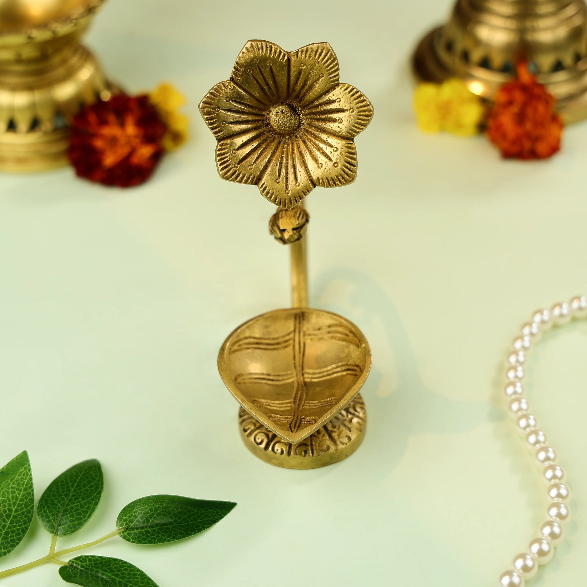 Brass Flower Diya 3