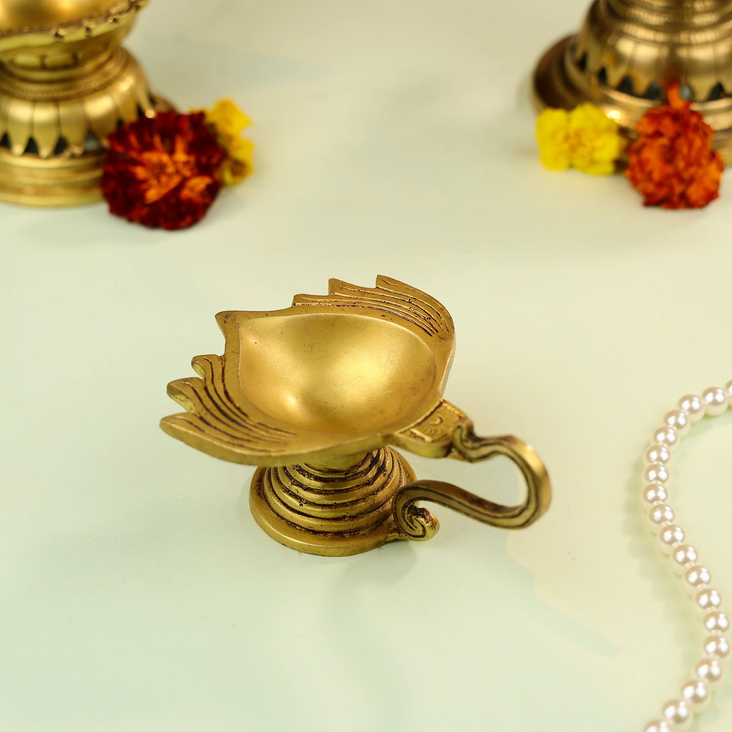 Brass Lotus Shaped Aarti Diya 3