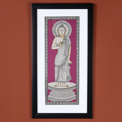 Elegant Buddha Hand-Painted Wall Art on Vibrant Background