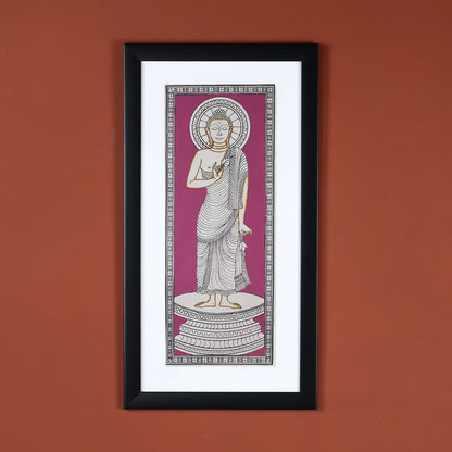 Elegant Buddha Hand-Painted Wall Art on Vibrant Background