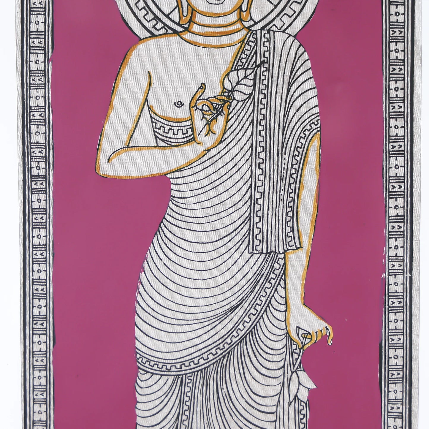 Elegant Buddha Hand-Painted Wall Art on Vibrant Background