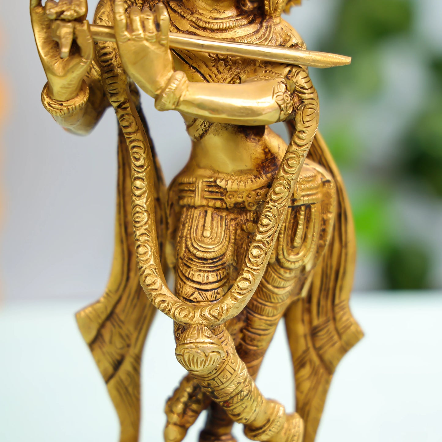 Handcrafted Brass Krishna Idol With Flute For Home And Office Decor