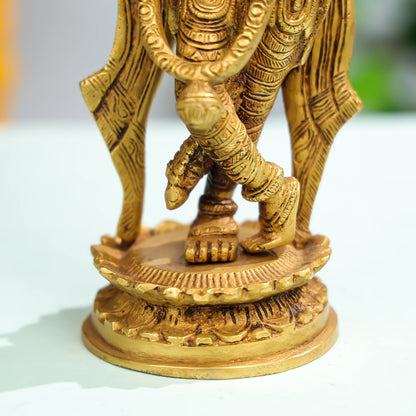 Handcrafted Brass Krishna Idol With Flute For Home And Office Decor