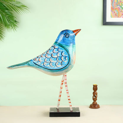 Handcrafted Wooden Bluebird Figurine With Artistic Detailing