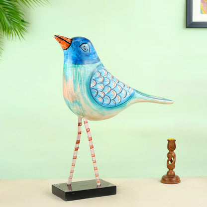 Handcrafted Wooden Bluebird Figurine With Artistic Detailing