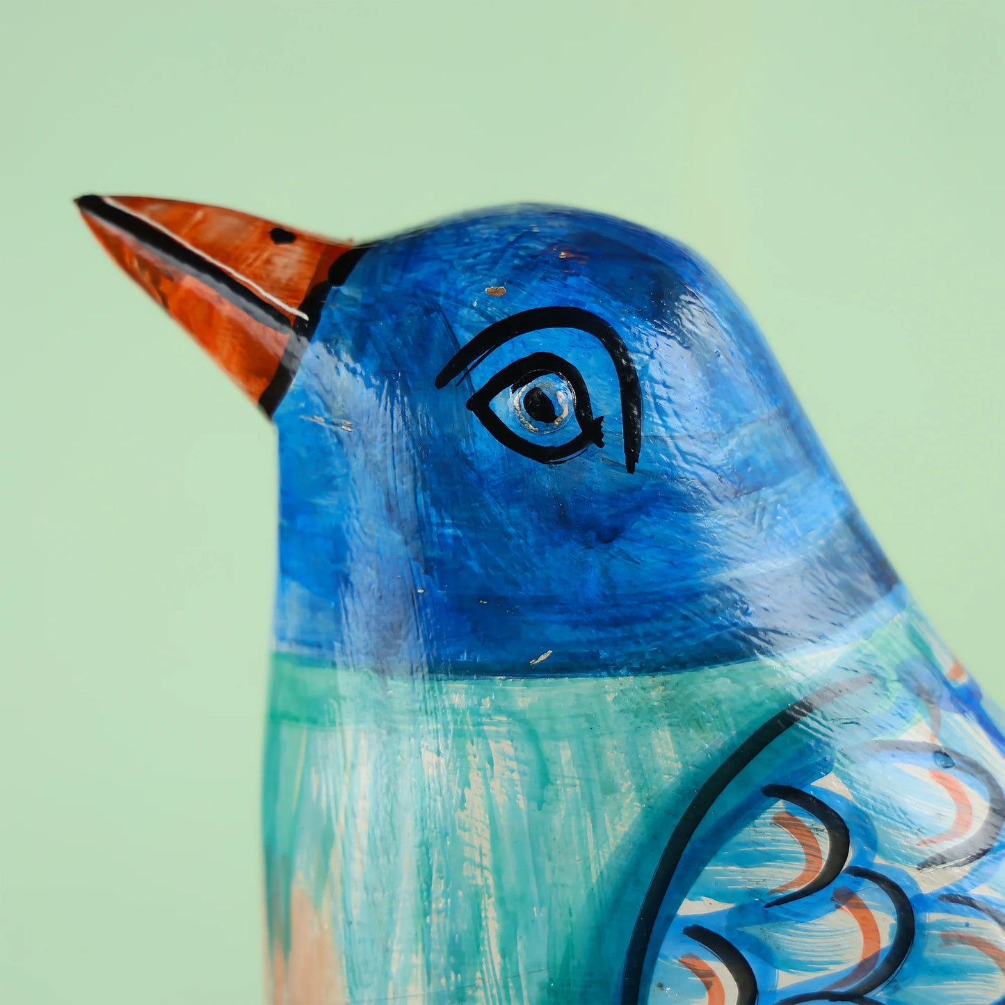 Handcrafted Wooden Bluebird Figurine With Artistic Detailing