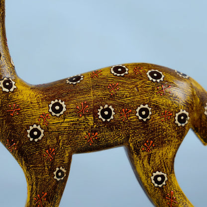 Handcrafted Wooden Deer With Intricate Art Design