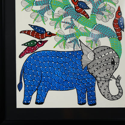 Hand Painted Wall Art - Elephant Standing Under A Tree