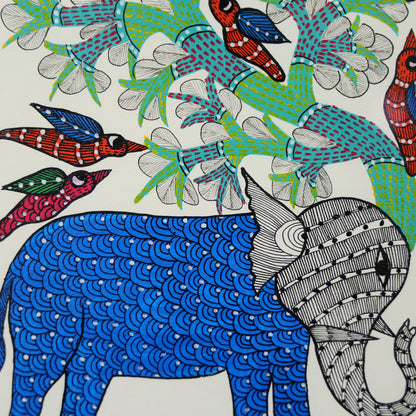 Hand Painted Wall Art - Elephant Standing Under A Tree