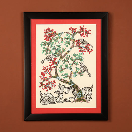 Painting Of Deer Resting Under A Tree