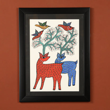 Wall Art Painting Of Wild Deer Standing By The Tree