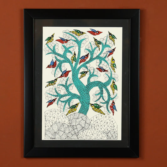 Traditional Wall Art Of Flock Of Birds On A Tree