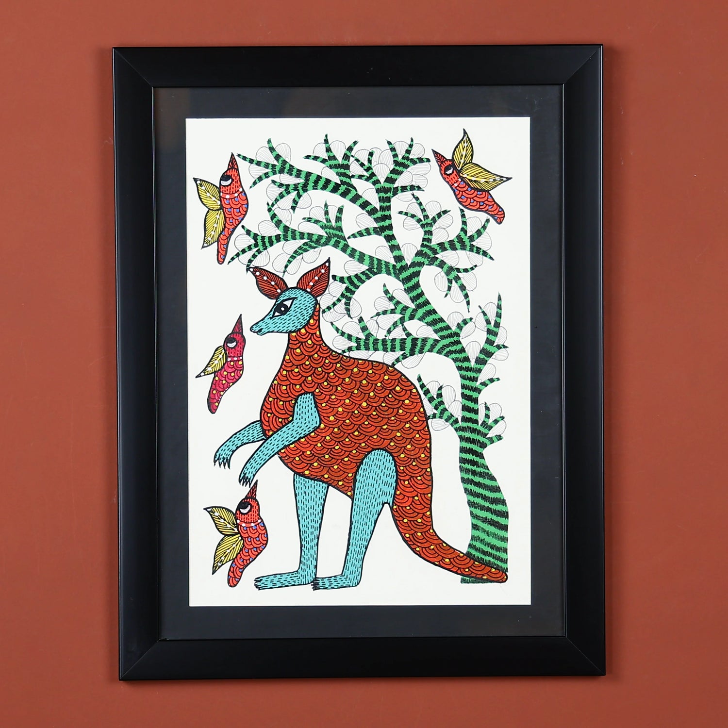 Natural Harmony Tribal Art Wall Painting Of A Kangaroo

