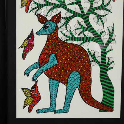 Natural Harmony Tribal Art Wall Painting Of A Kangaroo