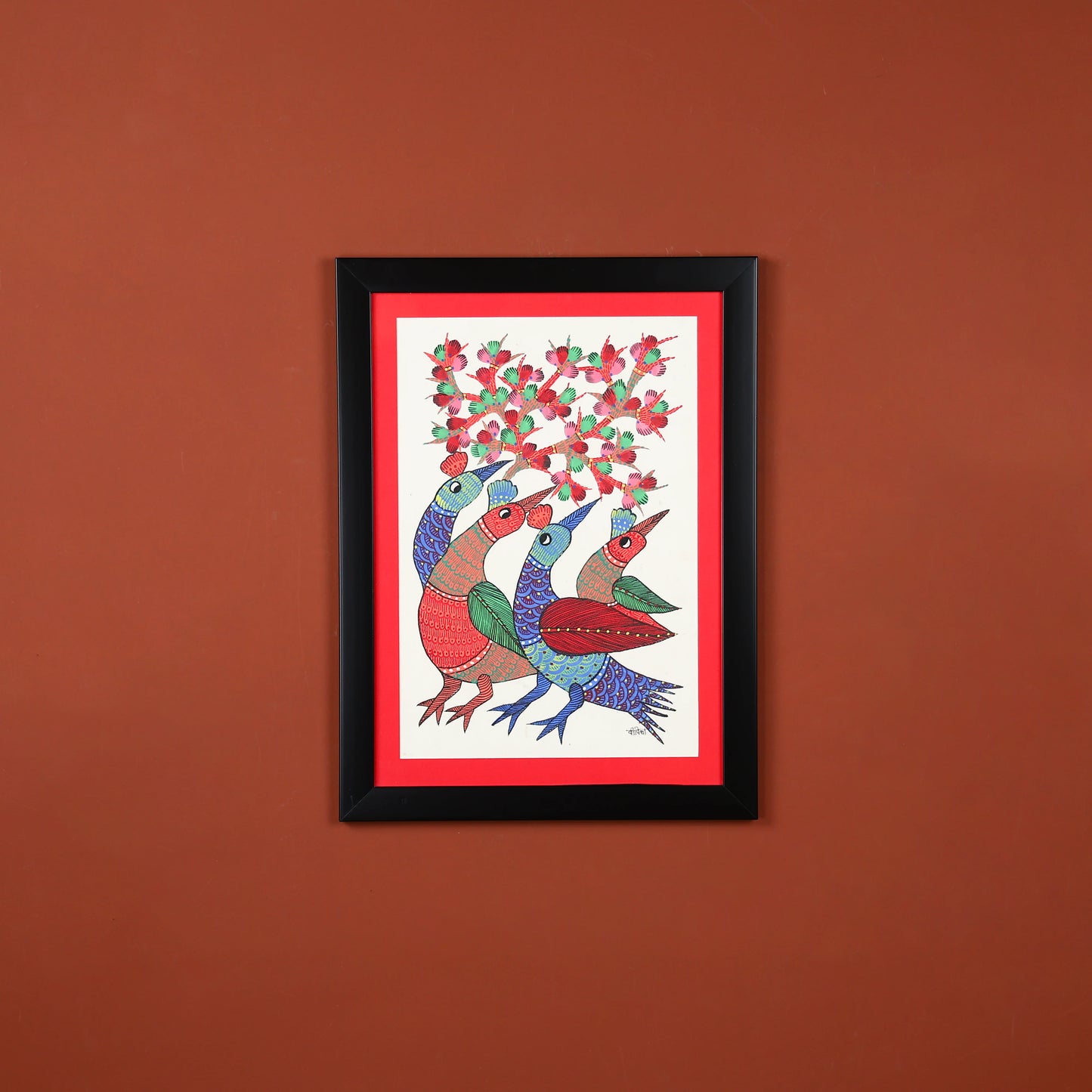 Flock Of Peahen Handmade Wall Painting