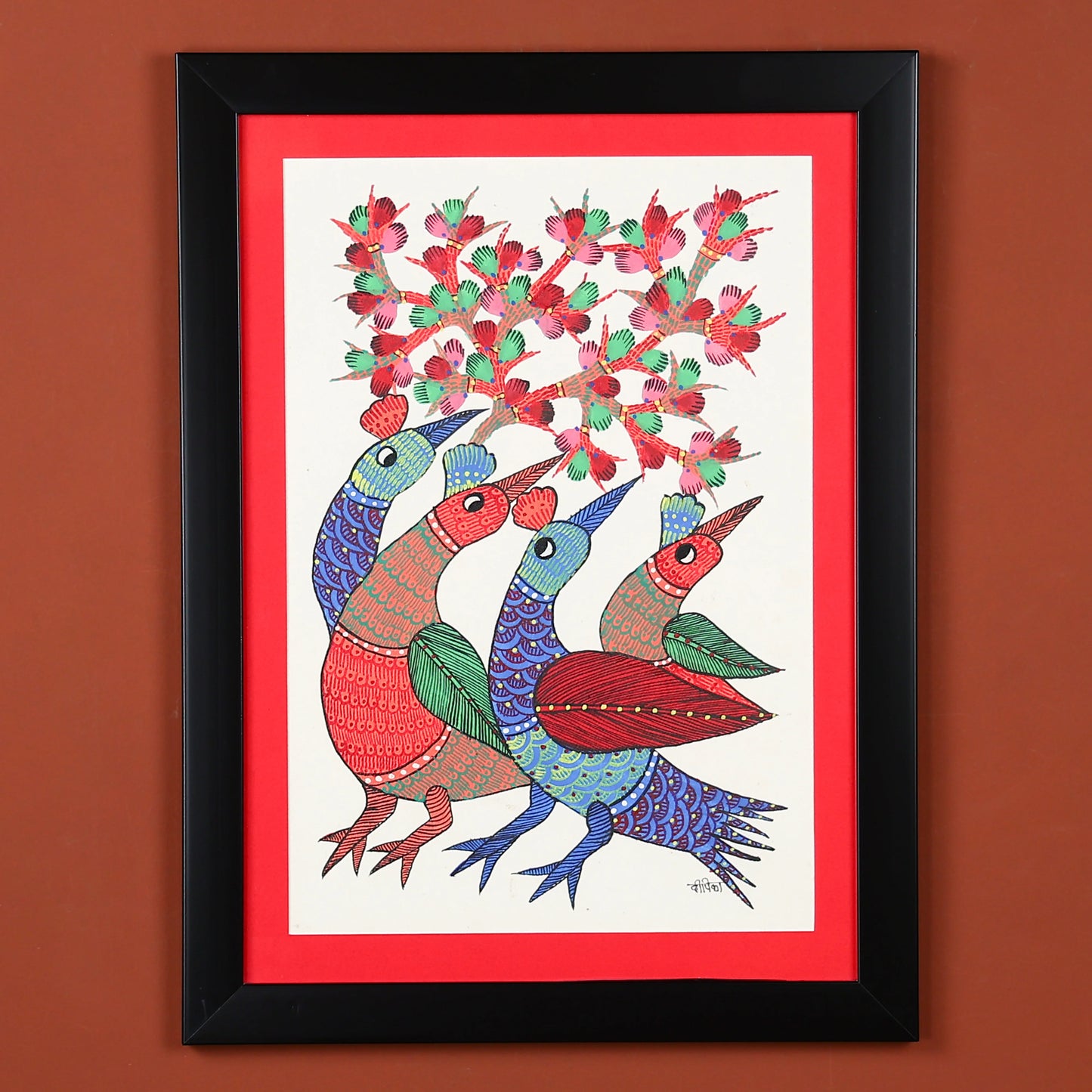 Flock Of Peahen Handmade Wall Painting