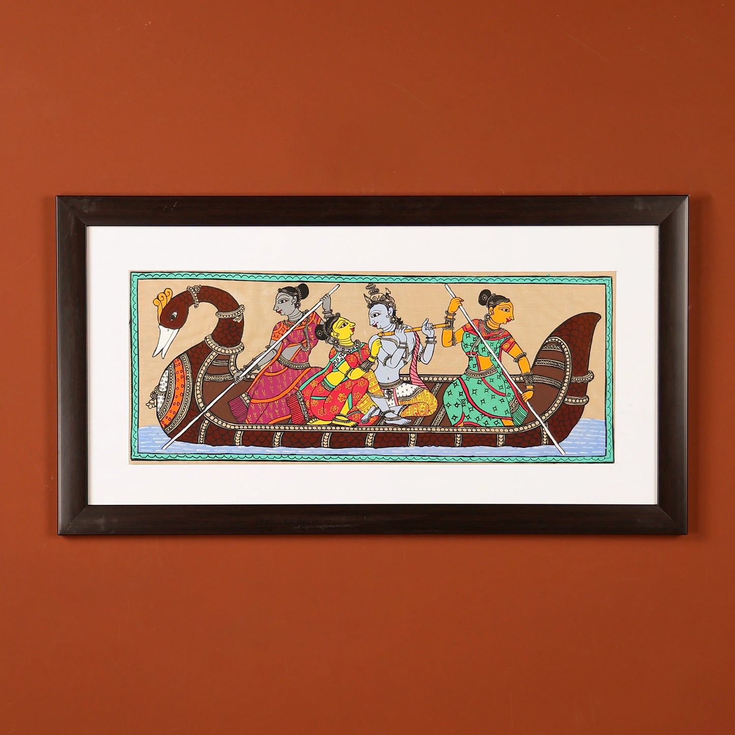 Wall Painting Of Lord Krishna And His Companions On A Boat