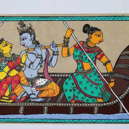 Wall Painting Of Lord Krishna And His Companions On A Boat