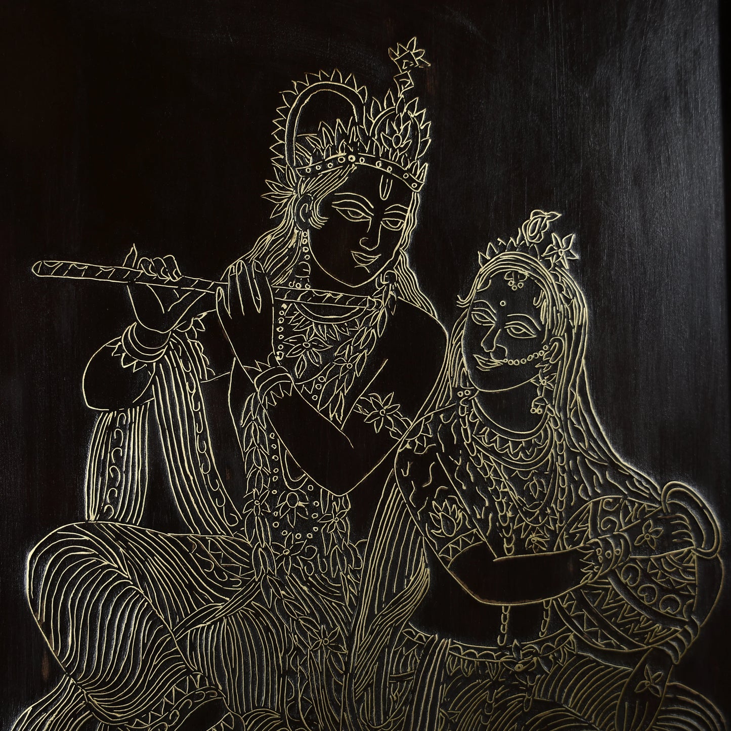 21" Tarkashi Crafted Lord Radha Krishna Wall Art