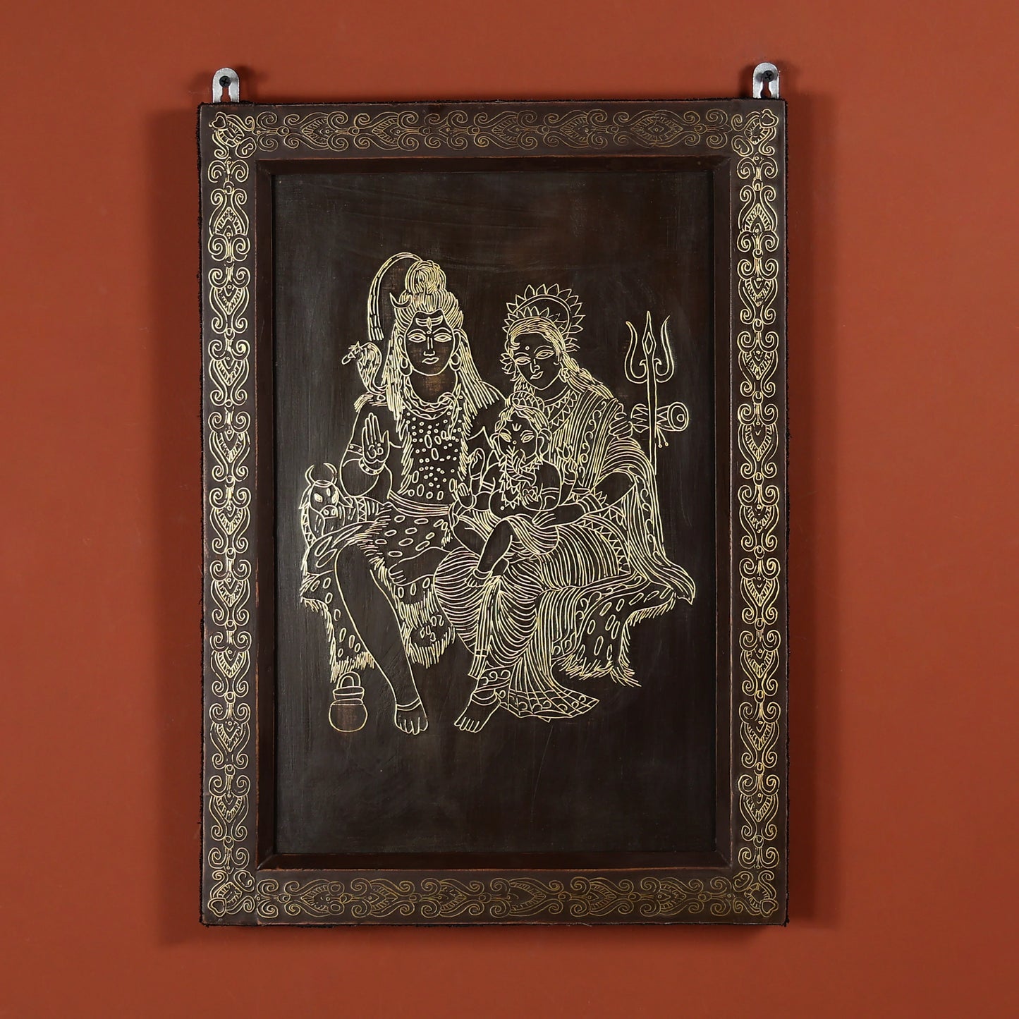 21" Tarkashi Crafted Lord Shiva Parivar Wall Art