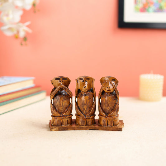 Three Wise Monkeys Carved Set