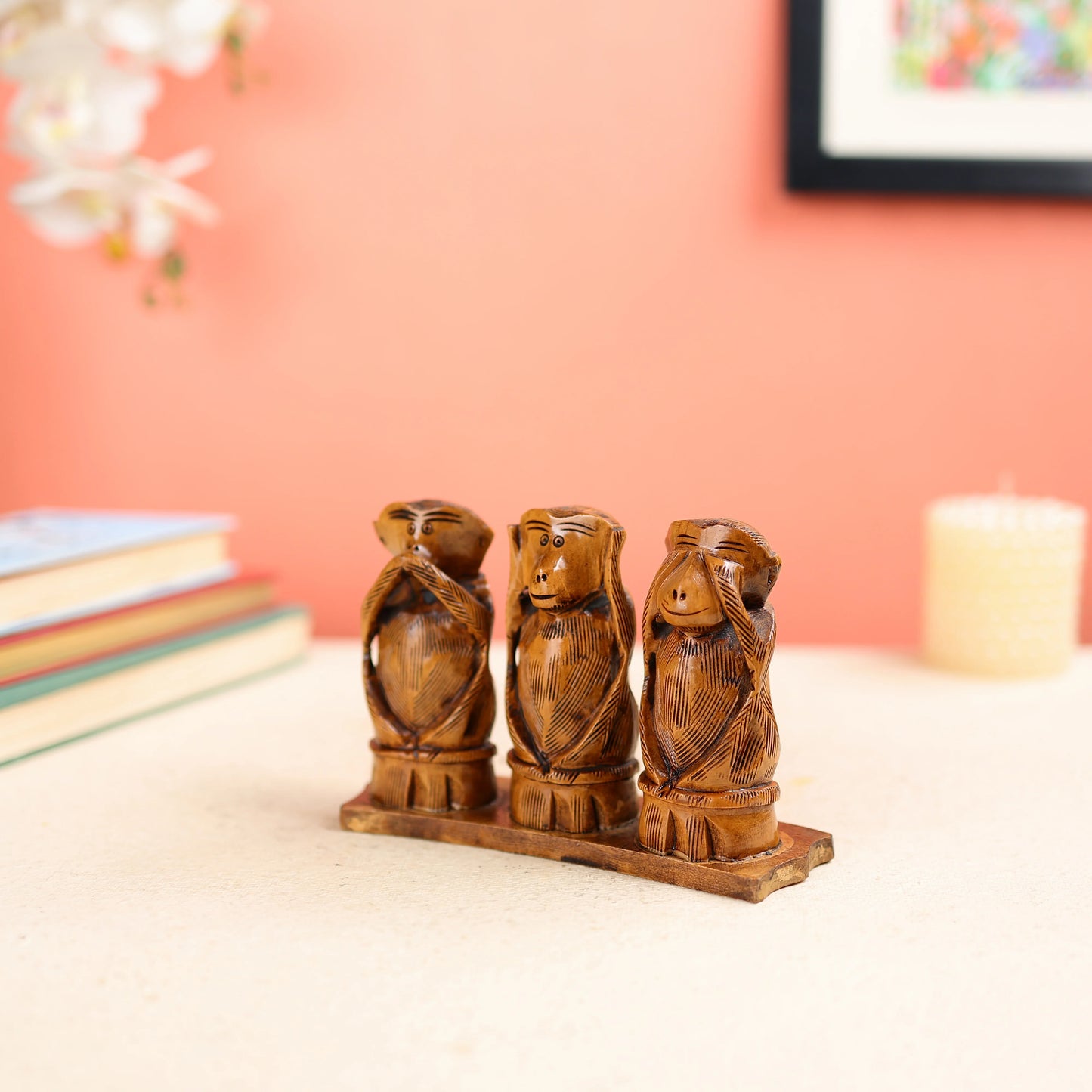 Three Wise Monkeys Carved Set