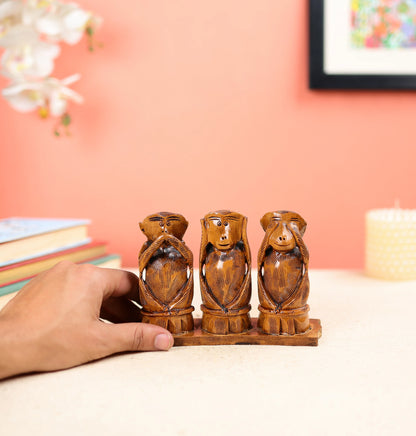 Three Wise Monkeys Carved Set