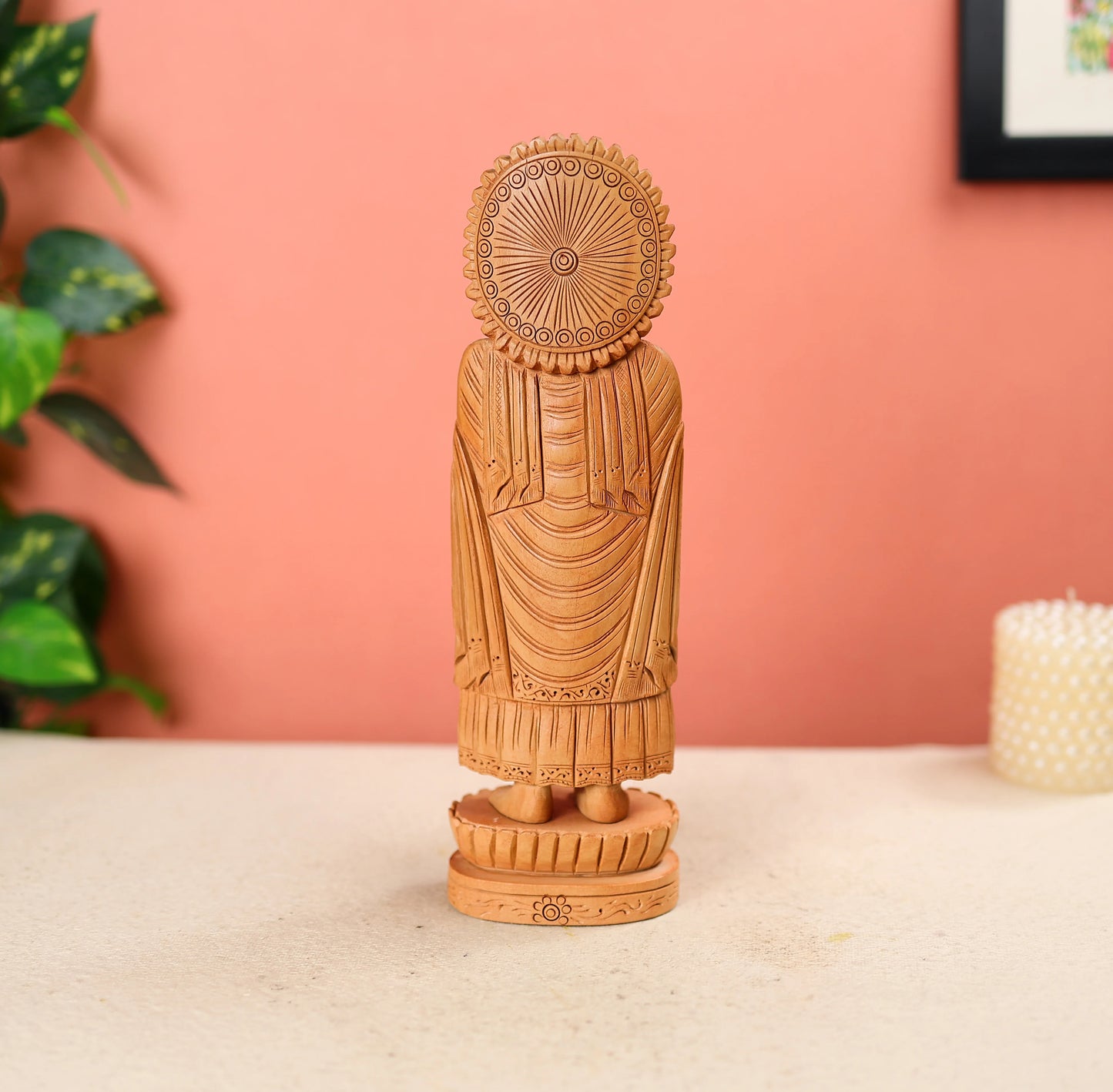 Handcarved Wooden Lord Buddha Statue